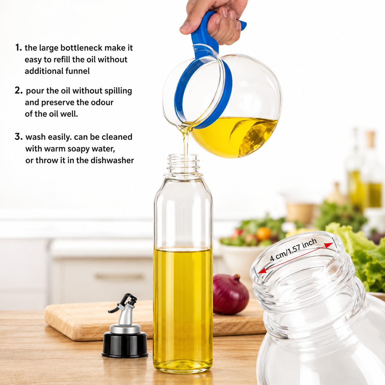 Storepheus™ DuoPour 2×1000ML Plastic Oil Bottle Set