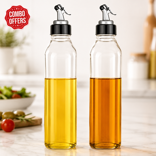 Storepheus™ DuoPour 2×1000ML Plastic Oil Bottle Set
