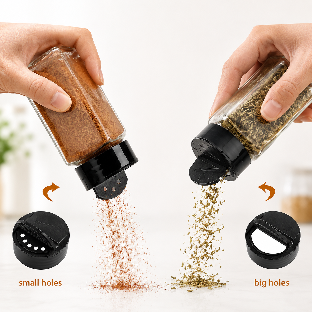 Storepheus™ KitchenPour 2×500ML Oil Bottle + 2 Oil Brush + 4 Spice Jar Set