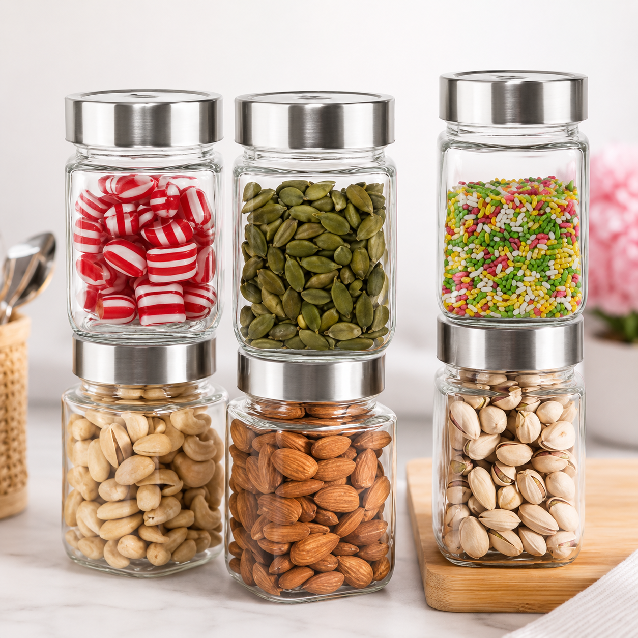 Storepheus™ ClearSeal 300ML Glass Jar Set of 6
