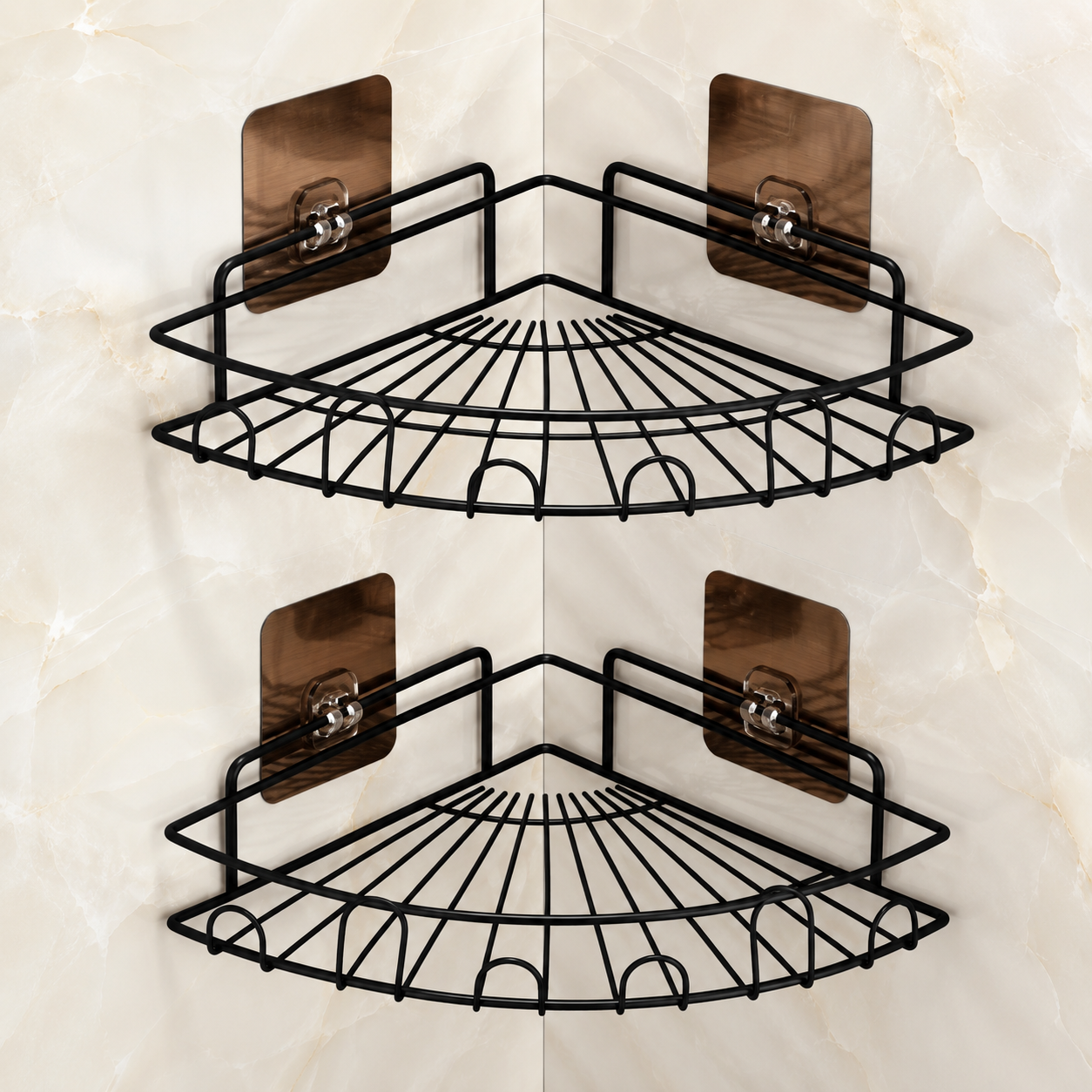 Storepheus™ CornerMax Adhesive Bathroom Rack Set of 2