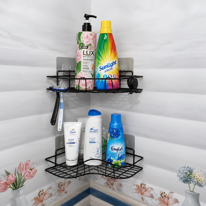 Storepheus™ CornerFlex Adhesive Bathroom Rack Set of 2