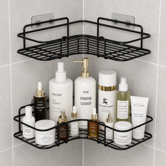 Storepheus™ CornerFlex Adhesive Bathroom Rack Set of 2