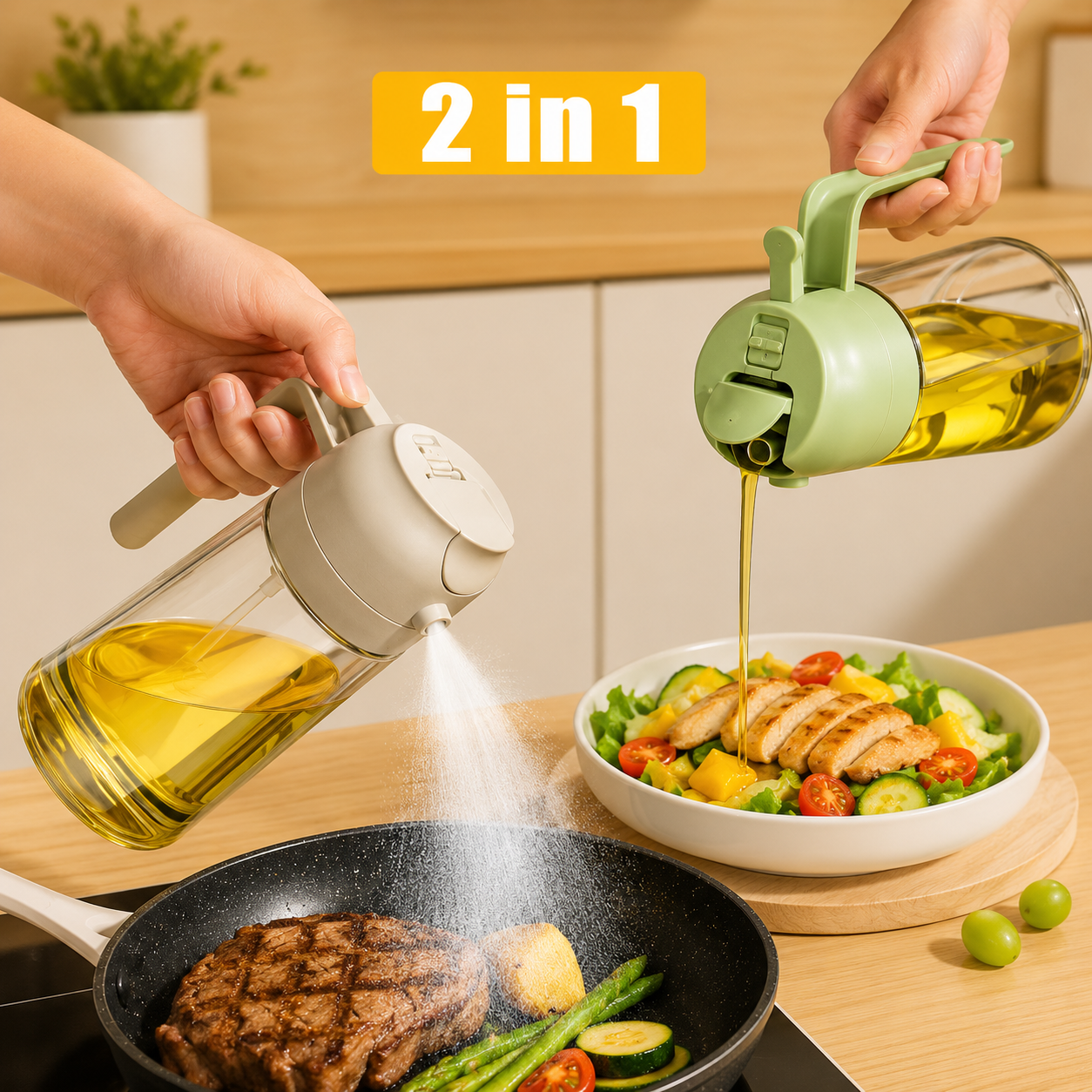 Storepheus™ MistPour 500ML 2-in-1 Oil Sprayer Glass Bottle