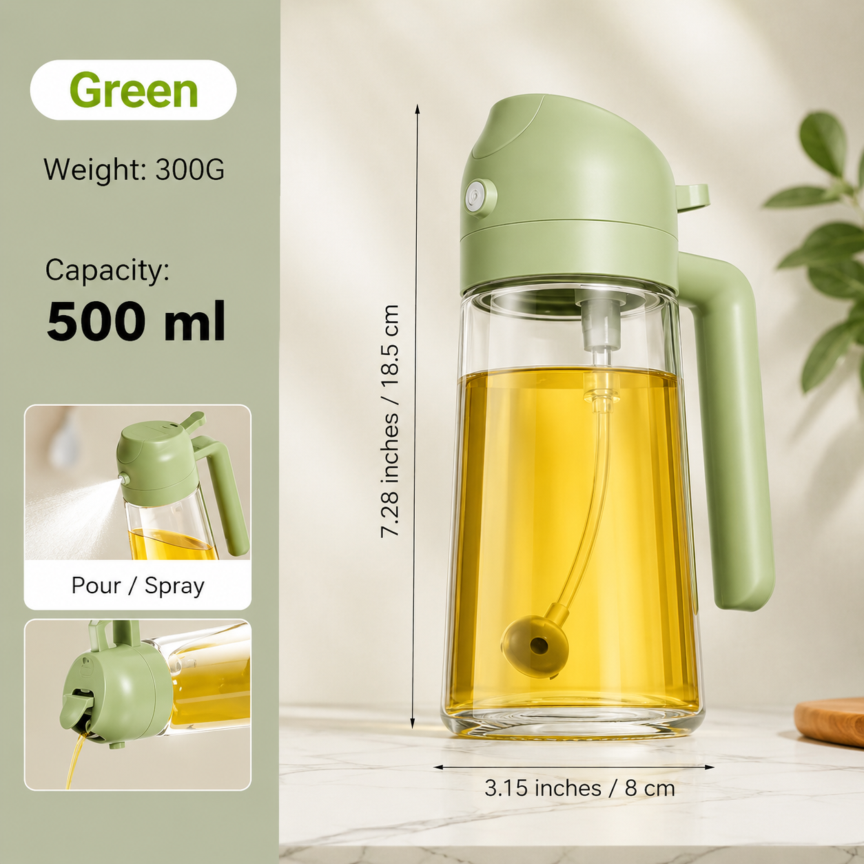 Storepheus™ MistPour 500ML 2-in-1 Oil Sprayer Glass Bottle