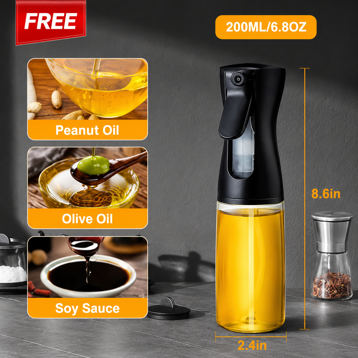 Storepheus™ MistPour 210ML Sprayer + 500ML Oil Bottle + Funnel Set